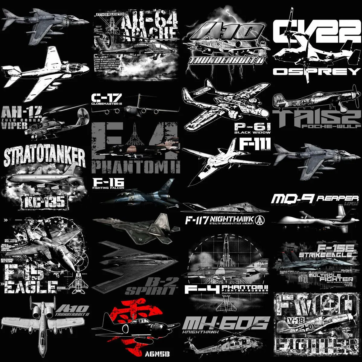 133 Aircrafts Military Airplane Designs Bundle PNG