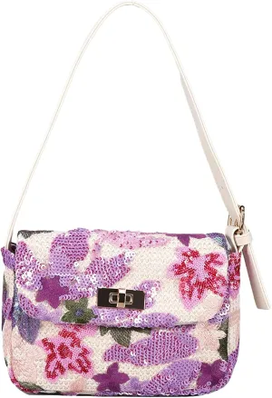 2025 Sequin Embroidered Floral Shoulder Handbag Summer Straw Woven Fashion Underarm Bag Beach Purse Clutch Tote