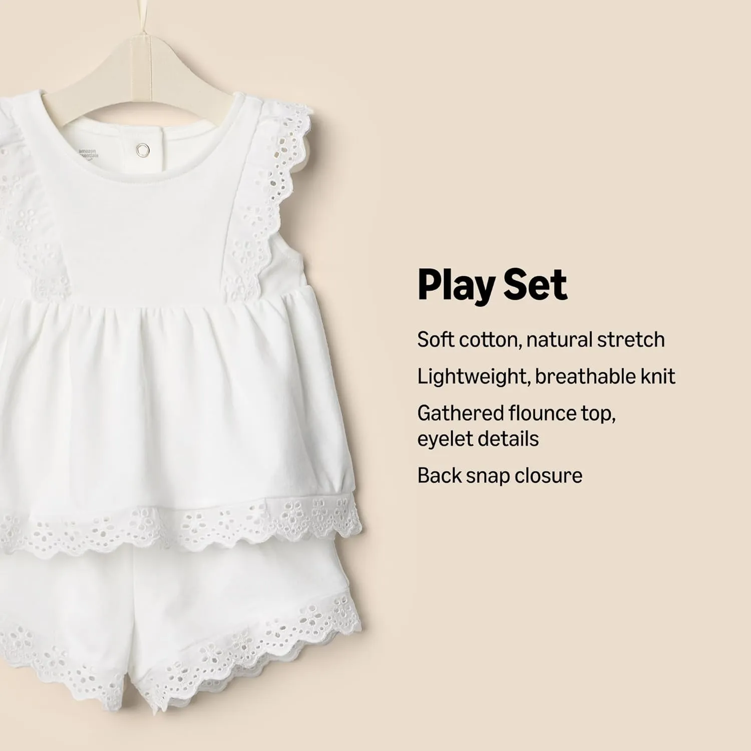 Amazon Essentials x Sofia Grainge Toddlers and Baby Girls' Eyelet Short & Top Set