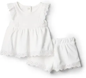 Amazon Essentials x Sofia Grainge Toddlers and Baby Girls' Eyelet Short & Top Set