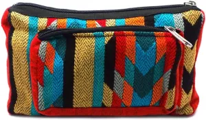 Aztec Tribal Print Pattern Adjustable Buckle Fanny Pack Waist Bag -Handmade Belt Pouch Boho Travel Accessories (Red/Multi)