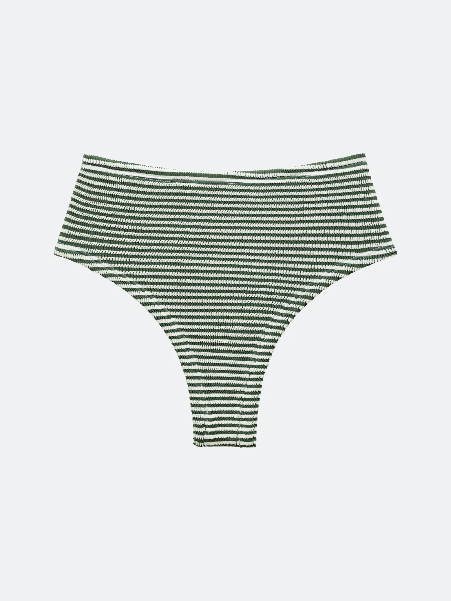 BALBOA HIGH WAISTED BIKINI BOTTOM - GREEN STRIPED