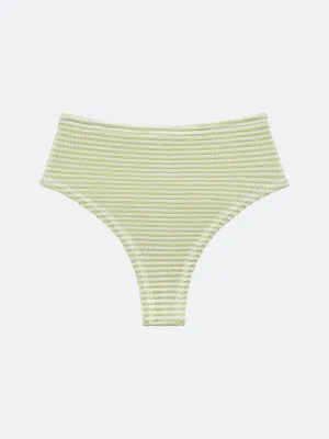 BALBOA HIGH WAISTED BIKINI BOTTOM - SAGE STRIPED