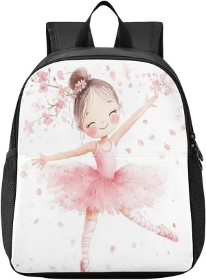 Ballerina Cherry Toddler Backpack for Boys Girls 3-6 Mini Backpacks for Elementary Lightweight Kids Bookbag for Preschool Kindergarten for School