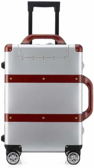 Baxi&barna Aluminium Carry on Hard Shell Spinner Luggage 20 Inch Suitcase with TSA Lock Carry-On Silver (15x8.3x22.9 Inch)