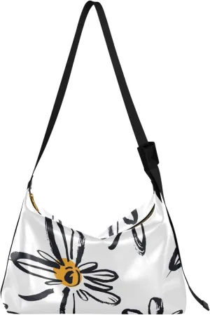 Beautiful Chrysanthemum Leather Hobo Bags for Women Cross Body Men Bag Premium Leaf Print Single Shoulder Purse