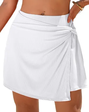 beautyin Women's Swim Skirt High Waisted Tummy Control Twisted Waist Pleated Swimsuit Bathing Suit Bottoms
