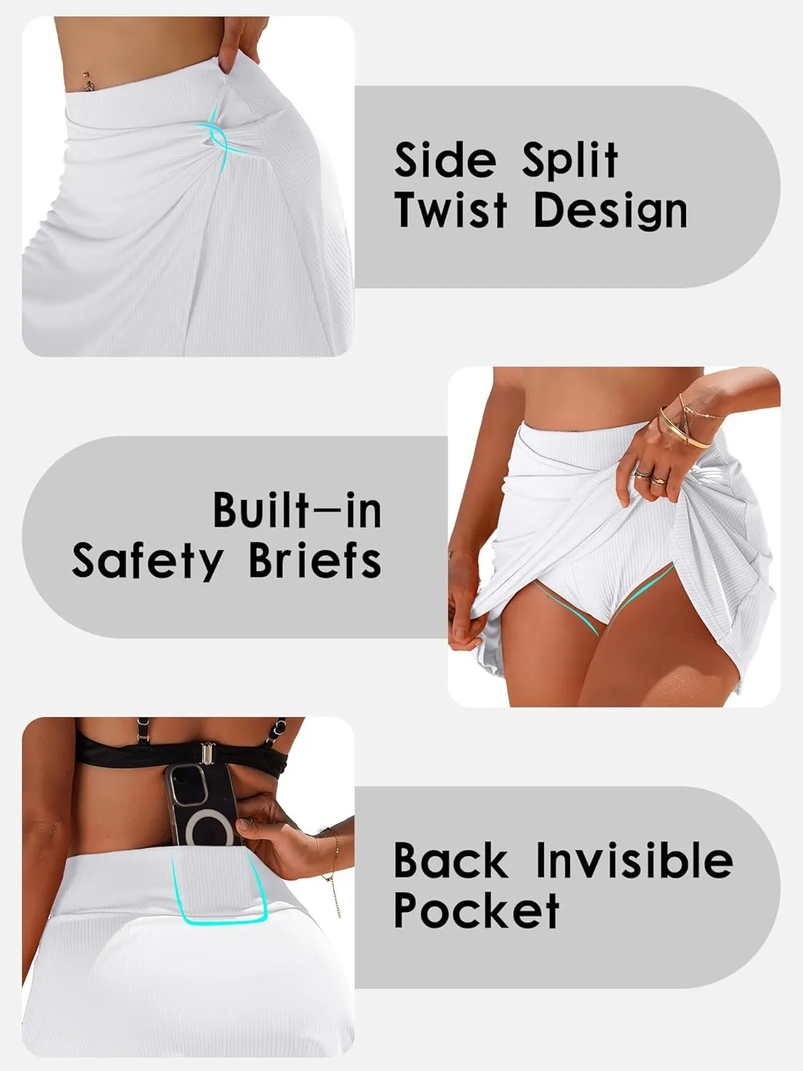 beautyin Women's Swim Skirt High Waisted Tummy Control Twisted Waist Pleated Swimsuit Bathing Suit Bottoms