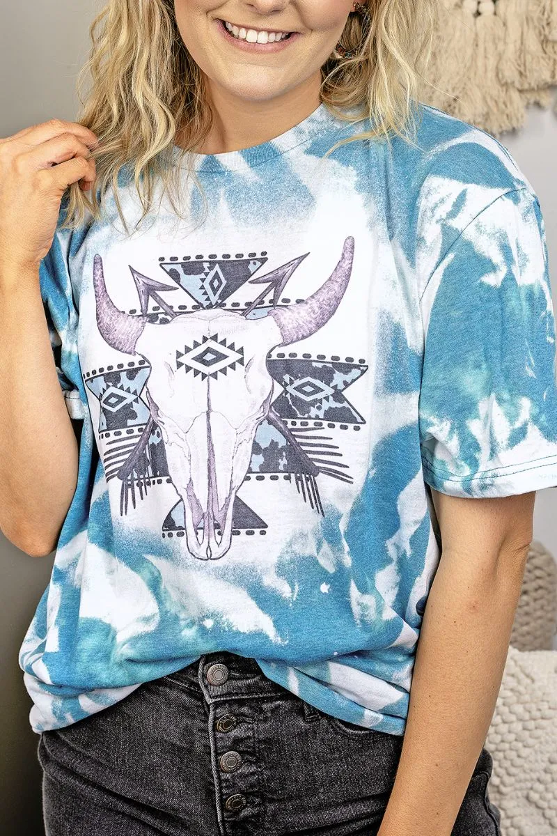 Bleached Stampede Skull Softstyle Adult T-Shirt