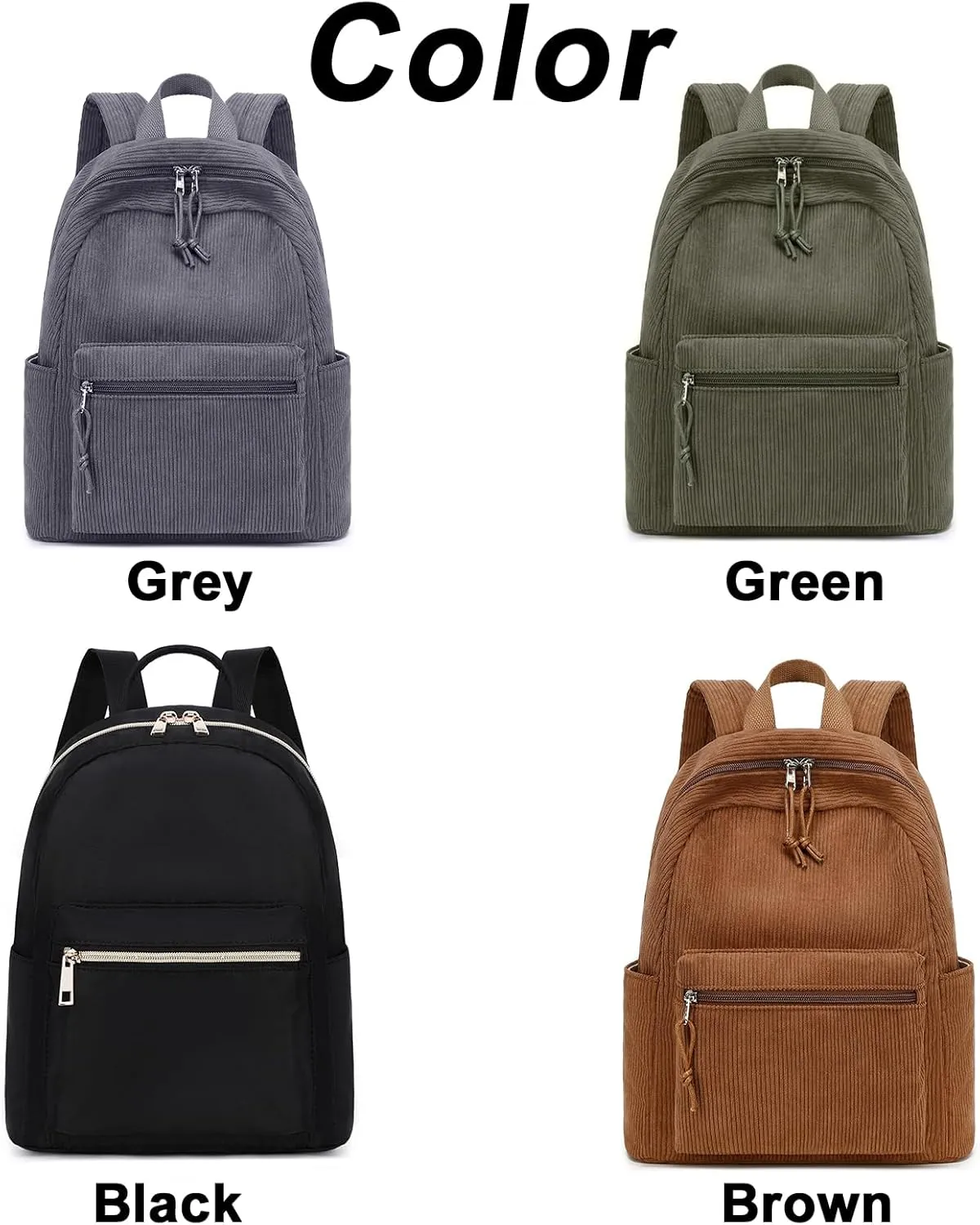 Bluboon Girls Mini Backpack Women Small Backpack Purse Teens Cute Casual School Bookbag(Corduroy Army Green)