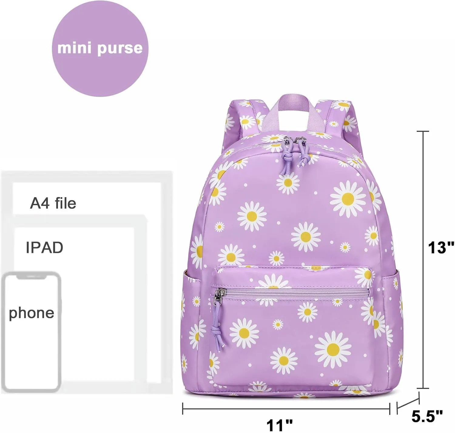 Bluboon Girls Mini Backpack Womens Small Backpack Purse Teens Cute Casual School Bookbag(Purple Daisy)