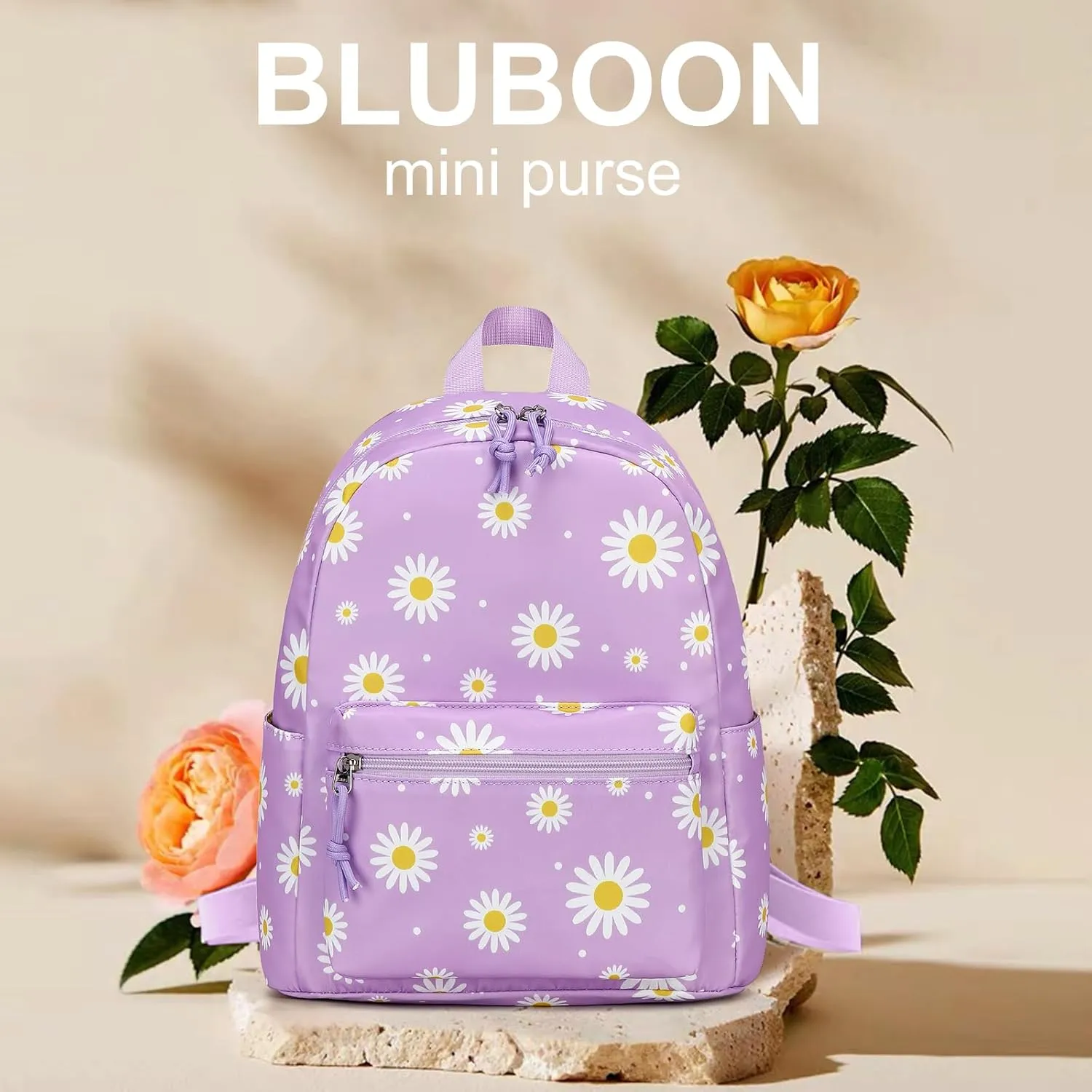 Bluboon Girls Mini Backpack Womens Small Backpack Purse Teens Cute Casual School Bookbag(Purple Daisy)