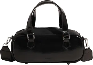 Bowling Tote Handbag for Women Shoulder Crossbody Bag Vegan Leather Satchel Purses with Adjustable Guitar Strap