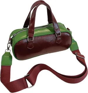 Bowling Tote Handbag for Women Shoulder Crossbody Bag Vegan Leather Satchel Purses with Adjustable Guitar Strap