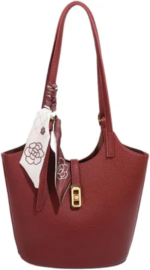 Bucket Bag For Women Vintage Bucket Purse Vegan Leather Tote Bag Shoulder Handbag