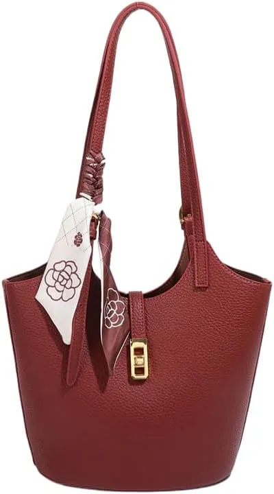 Bucket Bag For Women Vintage Bucket Purse Vegan Leather Tote Bag Shoulder Handbag