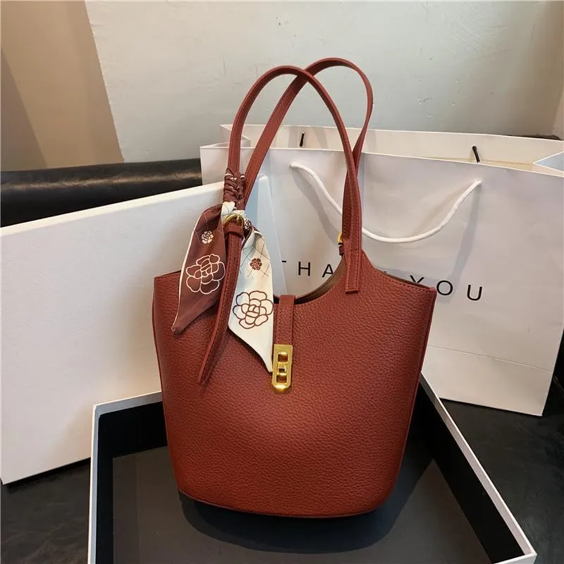Bucket Bag For Women Vintage Bucket Purse Vegan Leather Tote Bag Shoulder Handbag