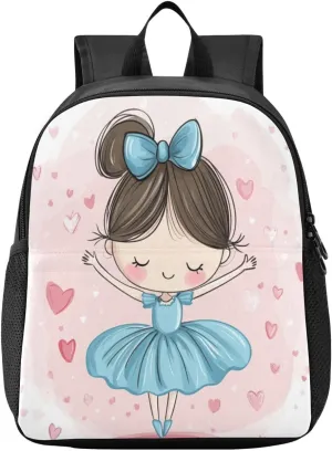 Cartoon Ballerina Heart Toddler Backpack for Boys Girls 3-6 Mini Backpacks for Elementary Lightweight Kids Bookbag for Preschool Kindergarten for Travel