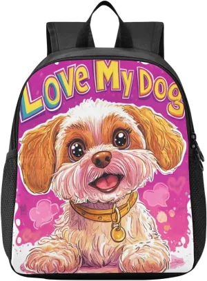 Cartoon Dog Toddler Backpack for Boys Girls 3-6 Mini Backpacks for Elementary Lightweight Kids Bookbag for Preschool Kindergarten for School