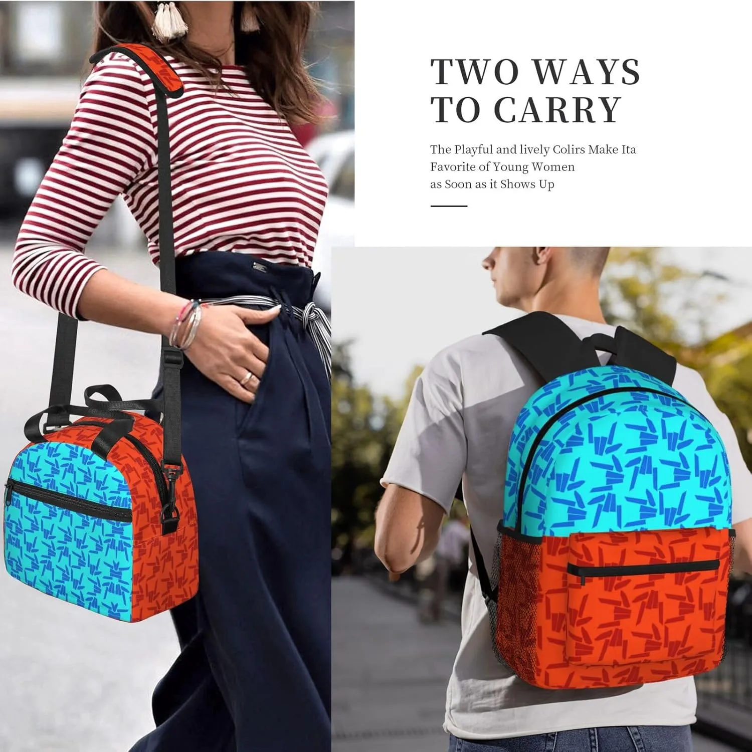 Casual Travel Daypacks Backpack With Lunch Box Sets Adjustable Shoulder Straps, Black1