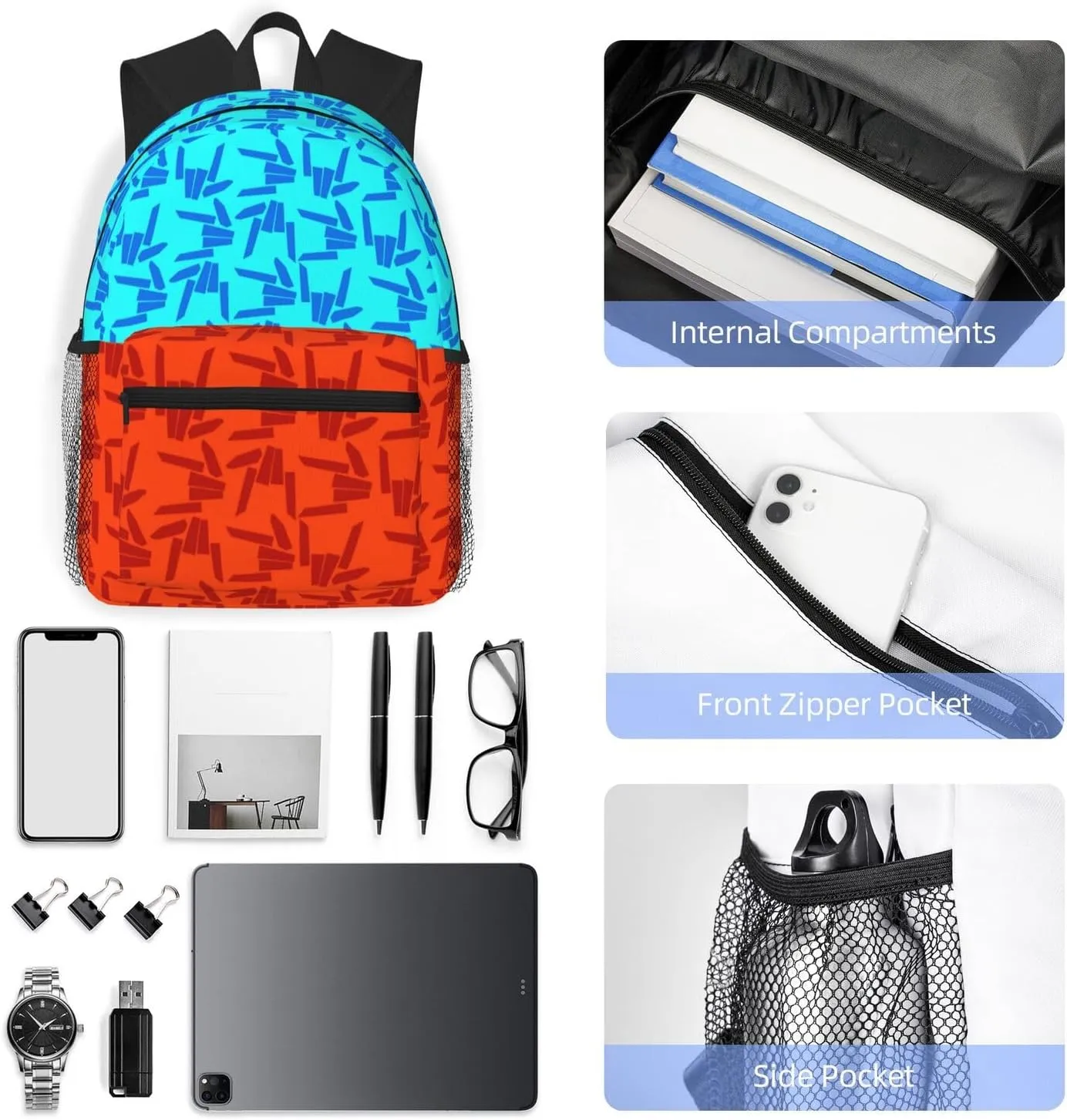 Casual Travel Daypacks Backpack With Lunch Box Sets Adjustable Shoulder Straps, Black1