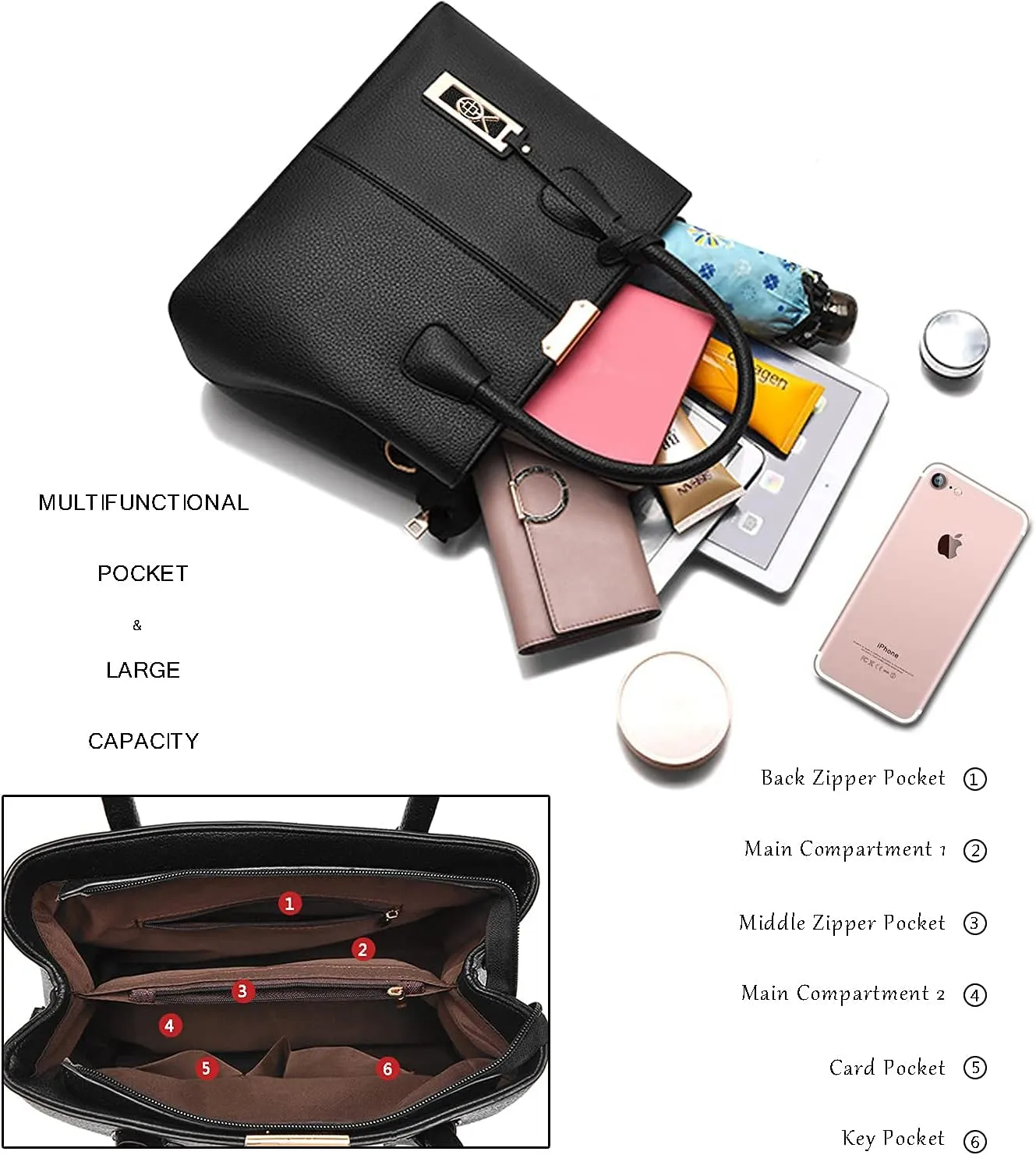 CHICAROUSAL Purses and Handbags for Women Leather Crossbody Bags Women's Tote Shoulder Bag