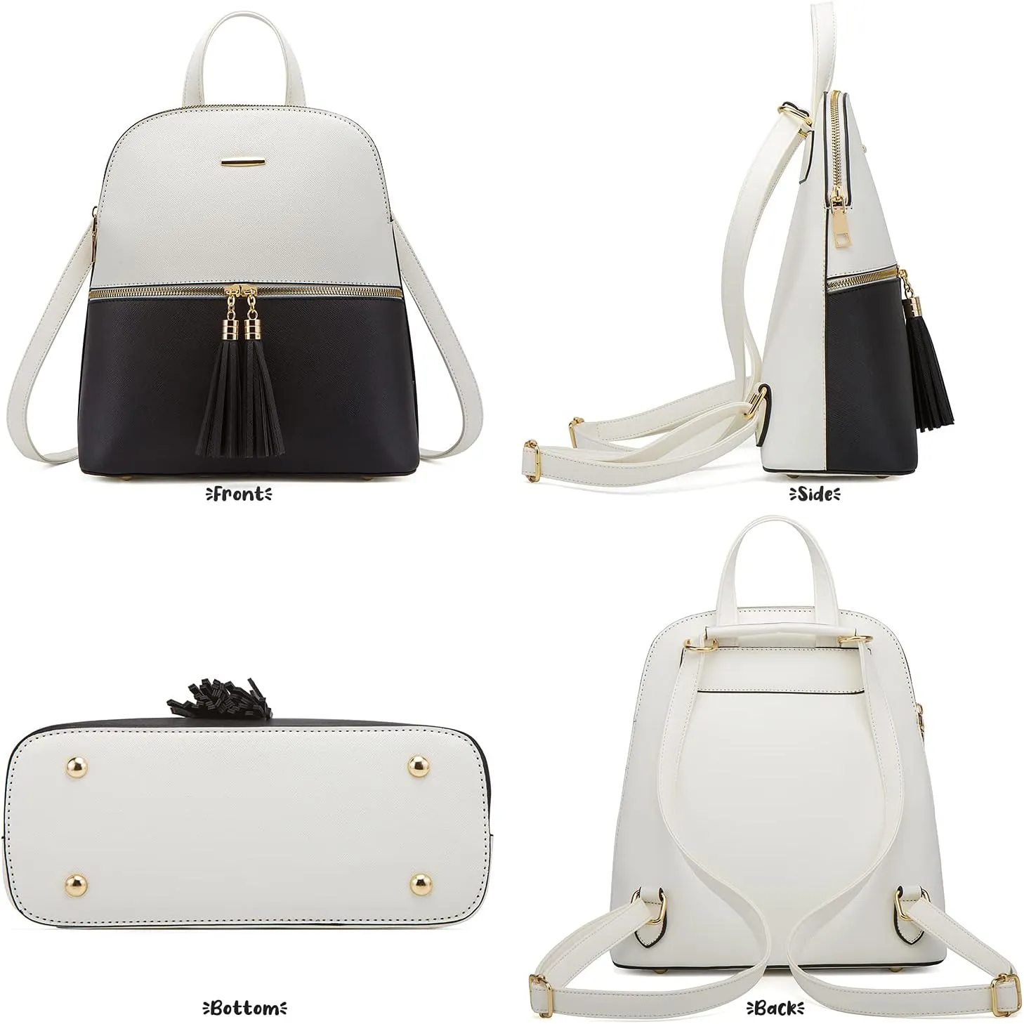 Chikencall Women Backpack Handbags 4 Pcs Set Convertible Shoulder Purses Casual Leather Rucksack Daypack Wallet Chain Satchels Card Holder Beige