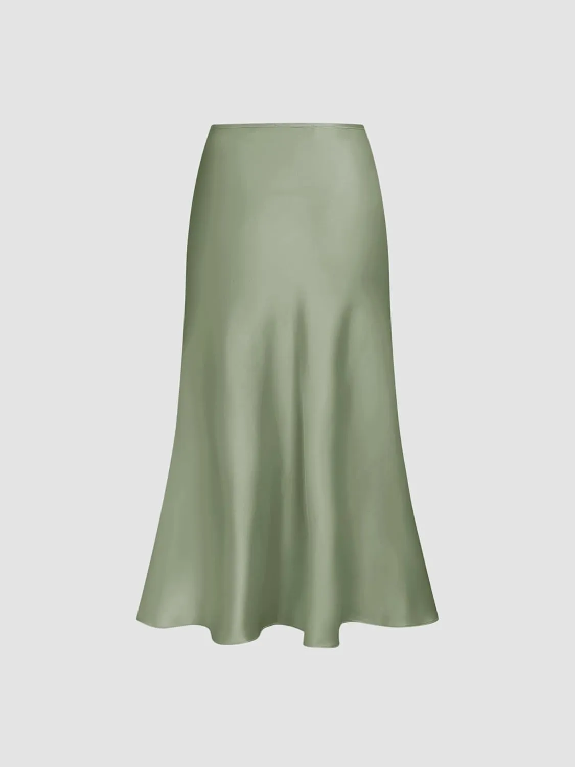 CIDER Satin Solid Ruffle Long Skirt