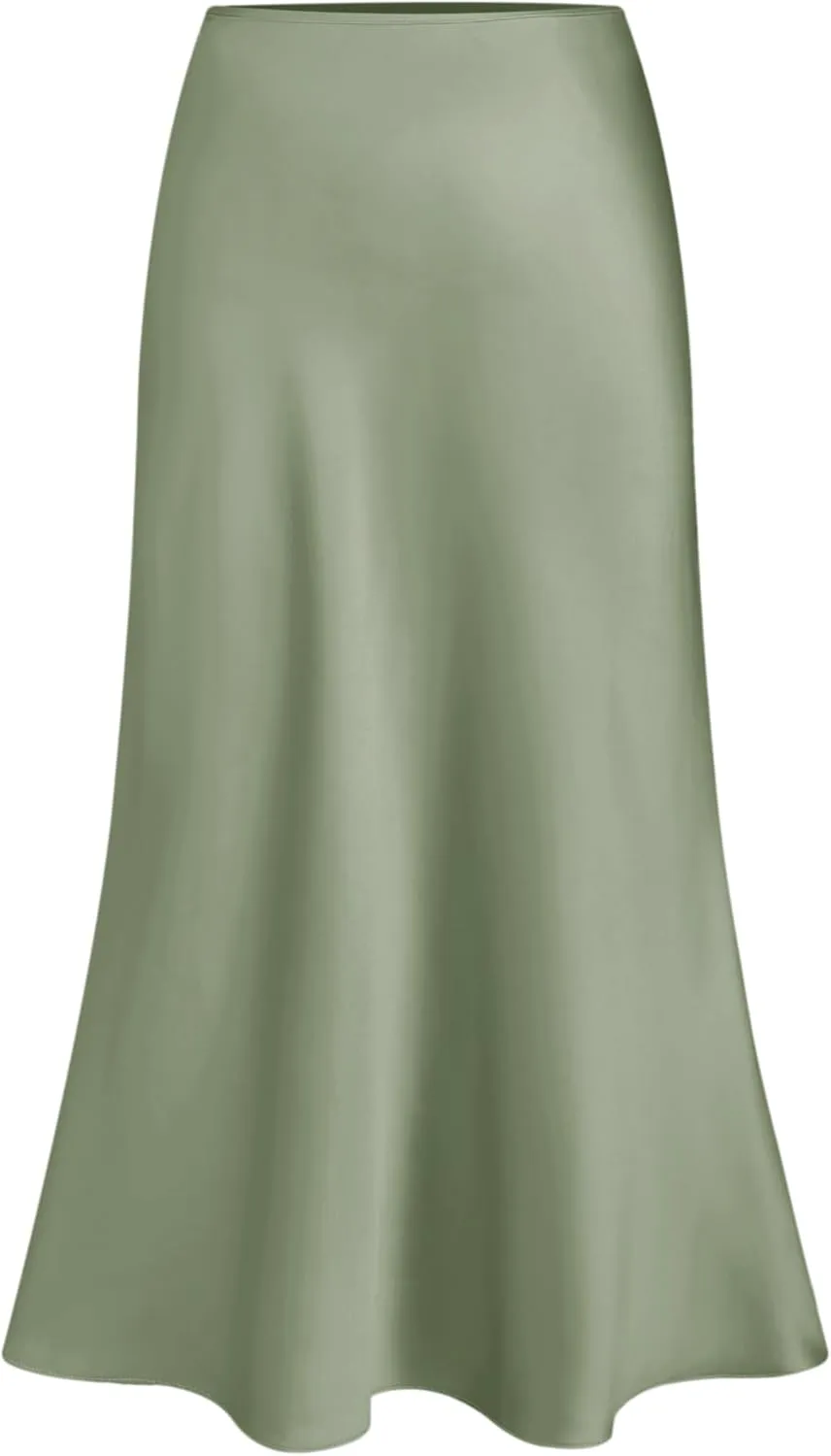 CIDER Satin Solid Ruffle Long Skirt