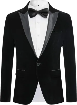 Cloudstyle Men's Peaked Lapel 1 Button Dinner Jacket Wedding Blazer Prom Tuxedo