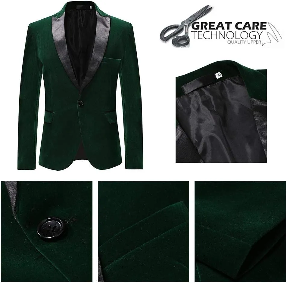 Cloudstyle Men's Peaked Lapel 1 Button Dinner Jacket Wedding Blazer Prom Tuxedo