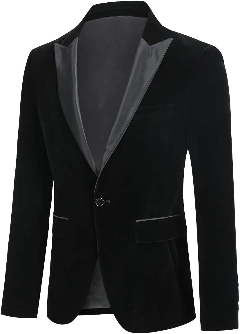 Cloudstyle Men's Peaked Lapel 1 Button Dinner Jacket Wedding Blazer Prom Tuxedo