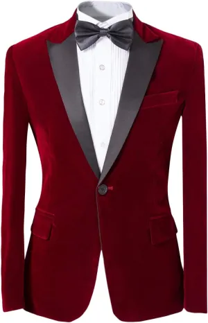 Cloudstyle Men's Peaked Lapel 1 Button Dinner Jacket Wedding Blazer Prom Tuxedo