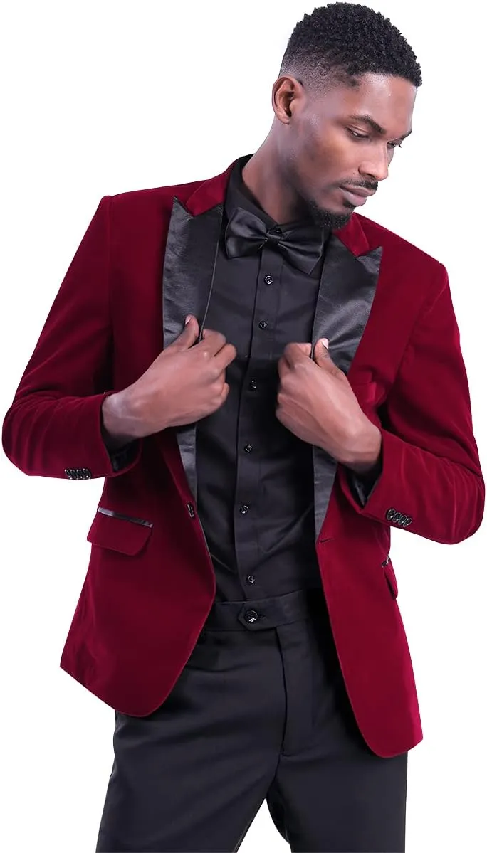 Cloudstyle Men's Peaked Lapel 1 Button Dinner Jacket Wedding Blazer Prom Tuxedo
