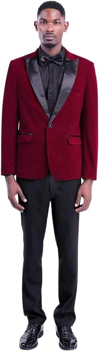Cloudstyle Men's Peaked Lapel 1 Button Dinner Jacket Wedding Blazer Prom Tuxedo