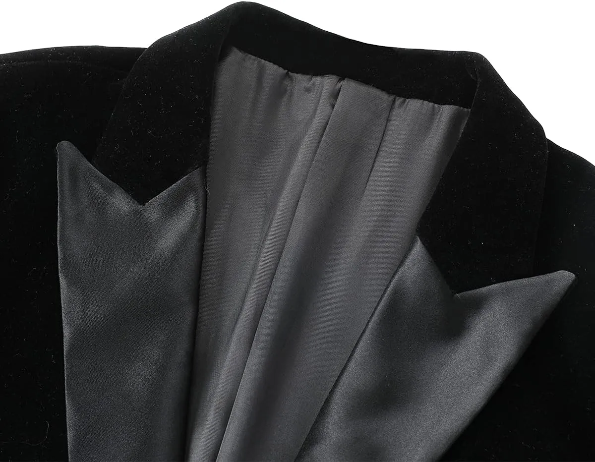 Cloudstyle Men's Peaked Lapel 1 Button Dinner Jacket Wedding Blazer Prom Tuxedo