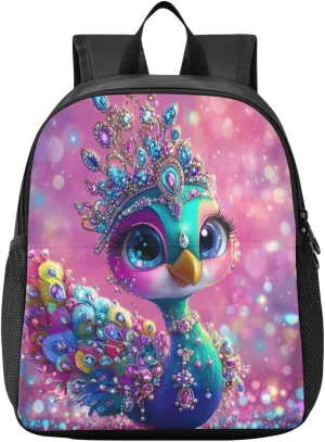 Colorful Sparkle Bird Toddler Backpack for Boys Girls 3-6 Mini Backpacks for Elementary Lightweight Kids Bookbag for Preschool Kindergarten for Travel School