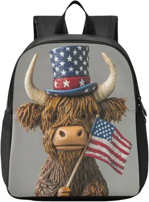 Cow Flag Gray Toddler Backpack for Boys Girls 3-6 Mini Backpacks for Elementary Lightweight Kids Bookbag for Preschool Kindergarten for School