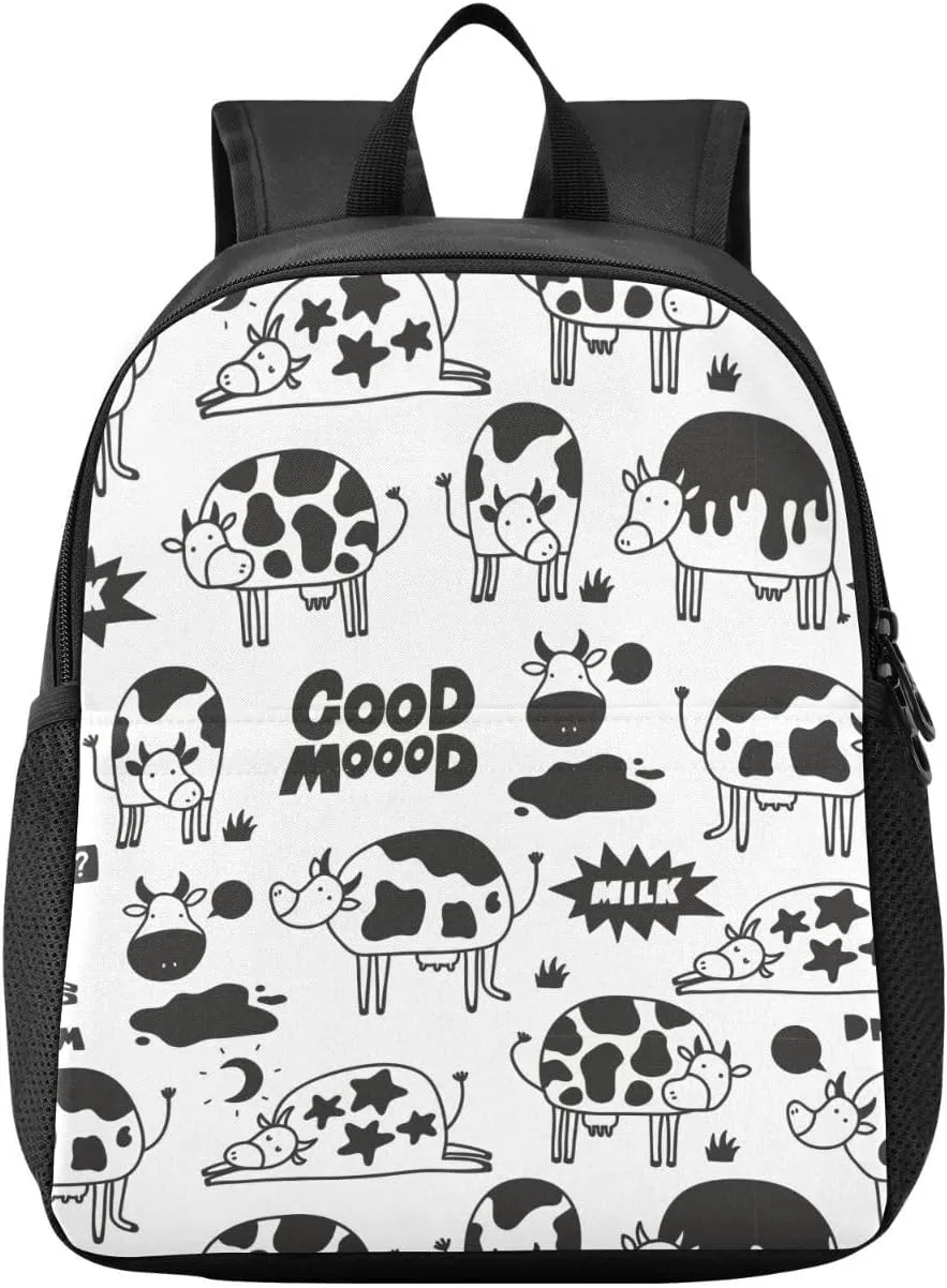 Cows White Toddler Backpack for Boys Girls 3-6 Mini Backpacks for Elementary Lightweight Kids Bookbag for Preschool Kindergarten for Travel