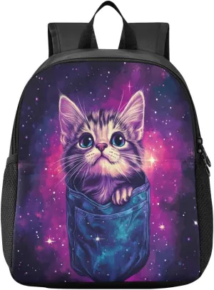 Cute Cat Colorful Toddler Backpack for Boys Girls 3-6 Mini Backpacks for Elementary Lightweight Kids Bookbag for Preschool Kindergarten for School