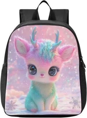 Deer Cute Snowflake Toddler Backpack for Boys Girls 3-6 Mini Backpacks for Elementary Lightweight Kids Bookbag for Preschool Kindergarten for Travel School
