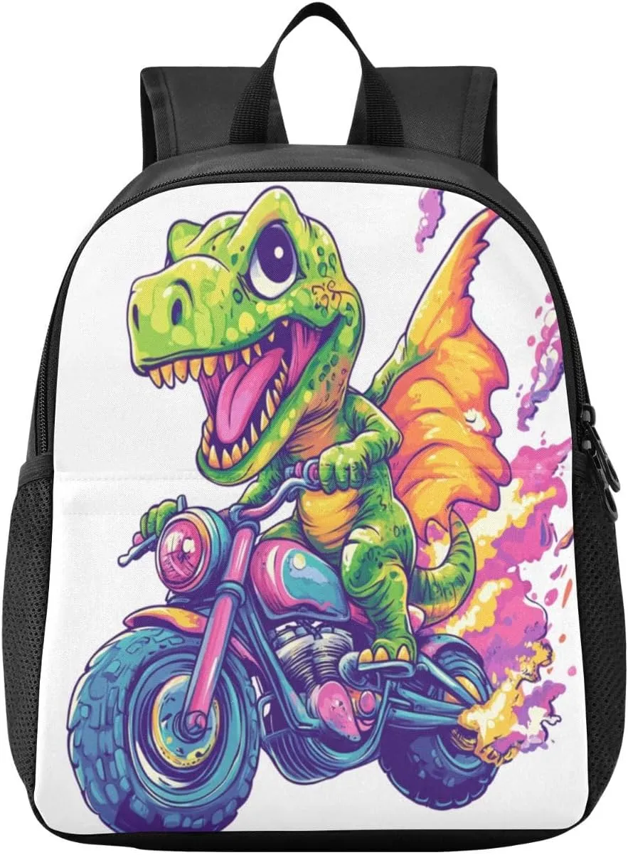Dinosaur Motorcycle Toddler Backpack for Boys Girls 3-6 Mini Backpacks for Elementary Lightweight Kids Bookbag for Preschool Kindergarten for Travel