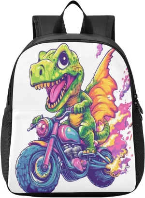 Dinosaur Motorcycle Toddler Backpack for Boys Girls 3-6 Mini Backpacks for Elementary Lightweight Kids Bookbag for Preschool Kindergarten for Travel