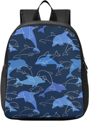 Dolphin White Blue Toddler Backpack for Boys Girls 3-6 Mini Backpacks for Elementary Lightweight Kids Bookbag for Preschool Kindergarten for School