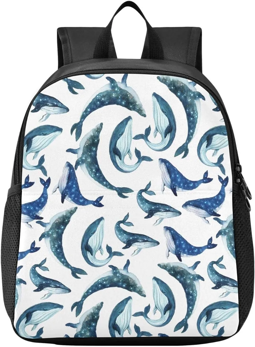 Dolphin White Toddler Backpack for Boys Girls 3-6 Mini Backpacks for Elementary Lightweight Kids Bookbag for Preschool Kindergarten for School
