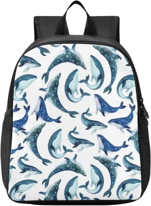 Dolphin White Toddler Backpack for Boys Girls 3-6 Mini Backpacks for Elementary Lightweight Kids Bookbag for Preschool Kindergarten for School