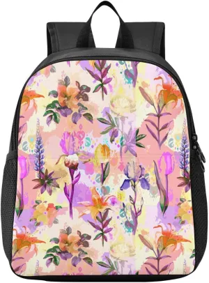 Dragonfly Watercolor Flower Toddler Backpack for Boys Girls 3-6 Mini Backpacks for Elementary Lightweight Kids Bookbag for Preschool Kindergarten for Travel