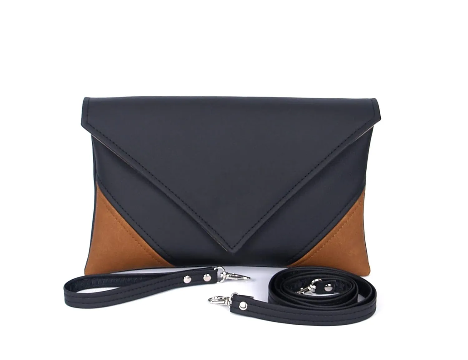 Envelope Handmade Clutch Black Handbag Brown Clutch Purse Vegan Gift For Women Faux Leather Handbags Vegan Leather Crossbody Bag Casual Clutch Bag