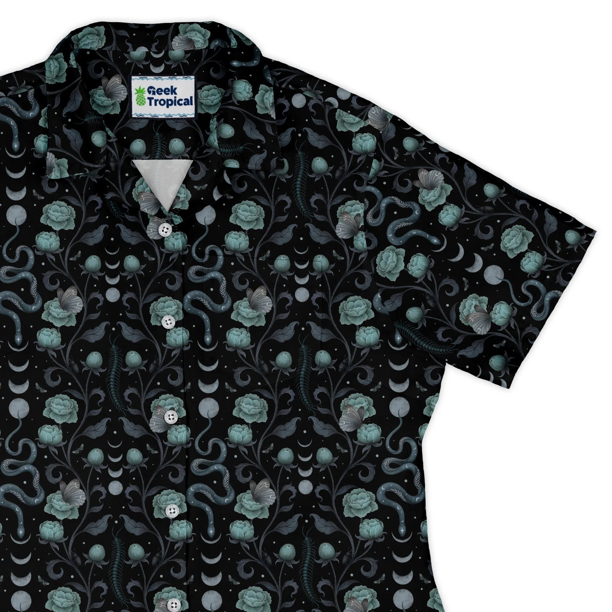 Episodic Serpent Garden Blue Curvy Button Up Shirt
