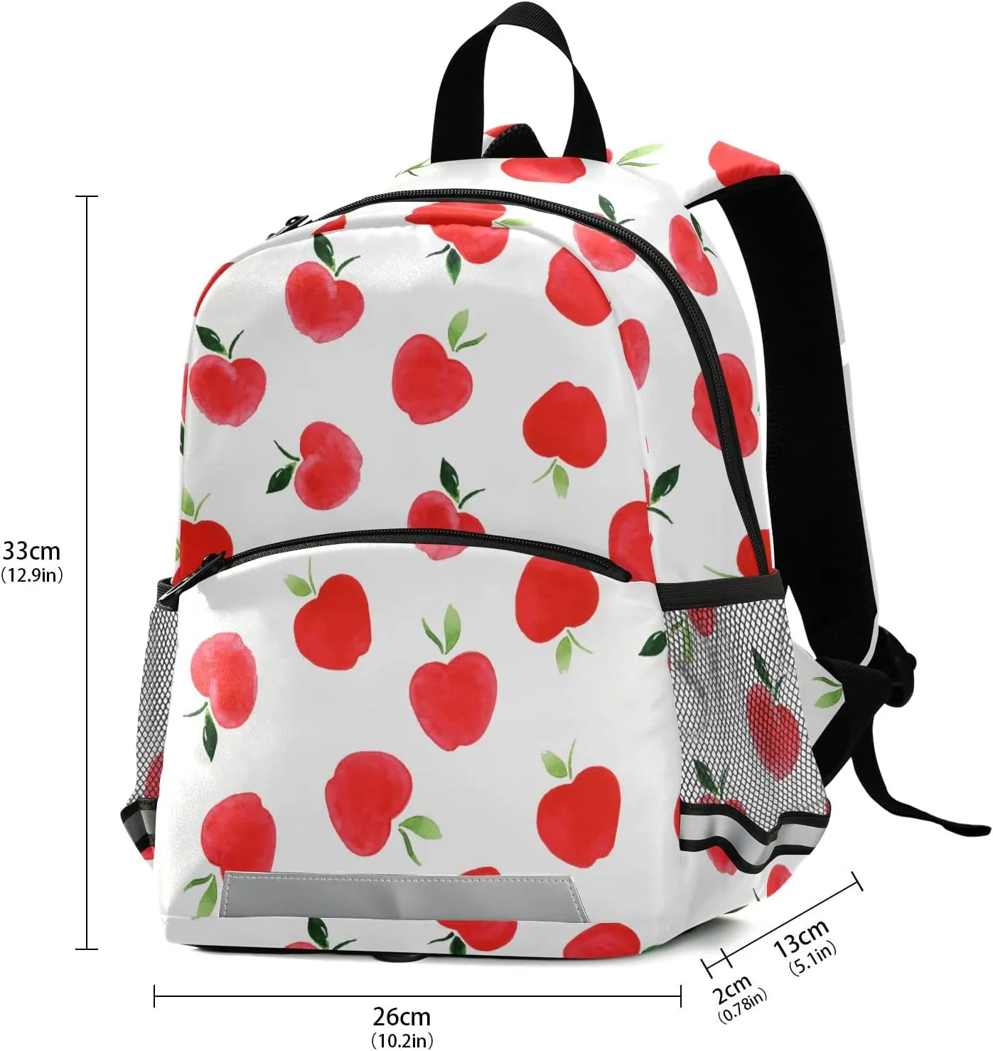 Fisyme Fruit Apples Backpack Schoolbag Kids Daypack Toddler Travel School Bag Small Mini Backpacks for Kindergarten Preschool Nursery Children Boys Girls with Chest Strap
